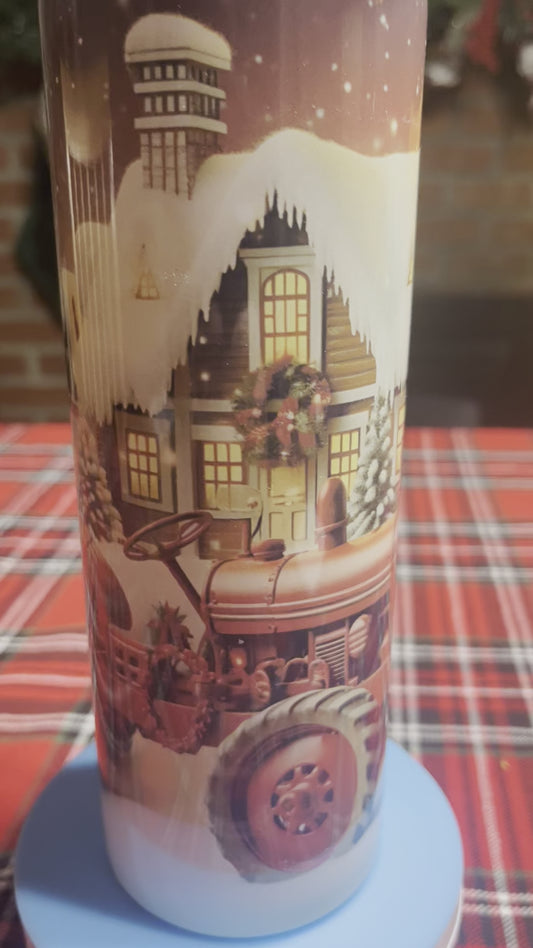 20oz Farm Tractor Christmas Tumbler